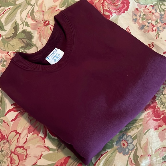 Vtg 80s CHAMPION REVERSE WEAVE Size XS  Red Wine Ribbed Collar Sleeve Logo NEW - Picture 3 of 16